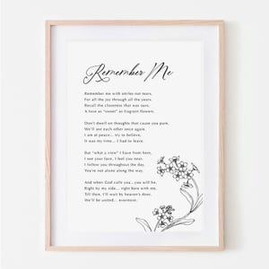 Remember Me With Smiles, Memorial Poem, Funeral Poem Memorial Gift Print Sympathy Gift Poem Remembrance Bereavement Messages Reading Eulogy