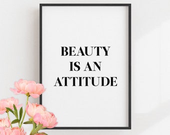 Beauty is an Attitude Prints, Office Wall Decor for Women, Boss Lady Prints, Feminist Print, Fashion Wall Art, Beauty Poster, Make Up Decor