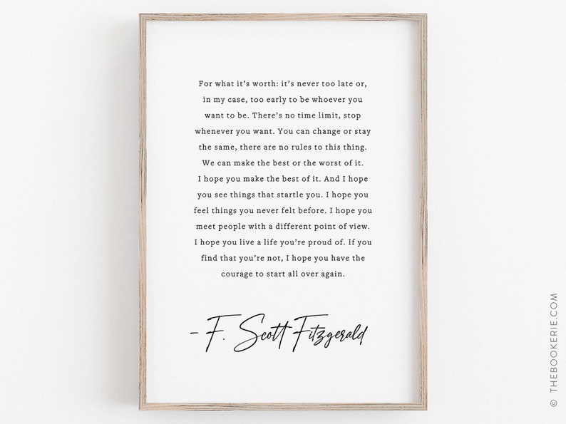 For What It's Worth Quote F. Scott Fitzgerald Quote - Etsy