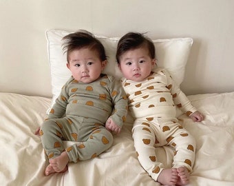 TIANRUN Baby Infant Boy Girl Short Sleeve Cartoon Print Jumpsuit Cute Bear Romper Pajamas Clothes Summer Outfits