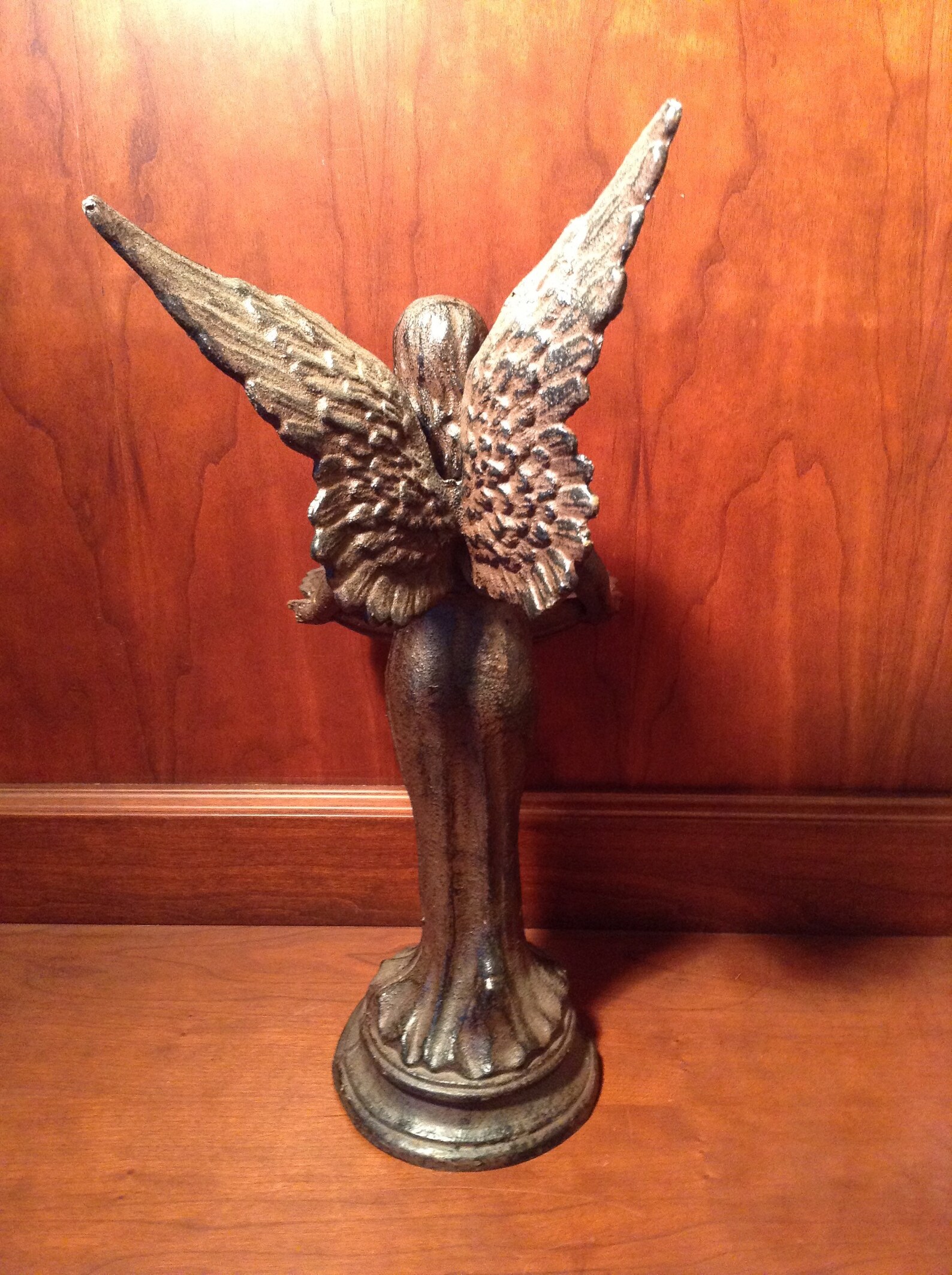 Vintage Cast Iron Angel Bird Bath Statue Etsy