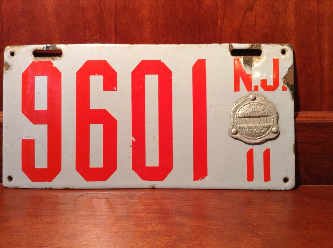 Rare 1911 NJ License Plate With Badge Etsy