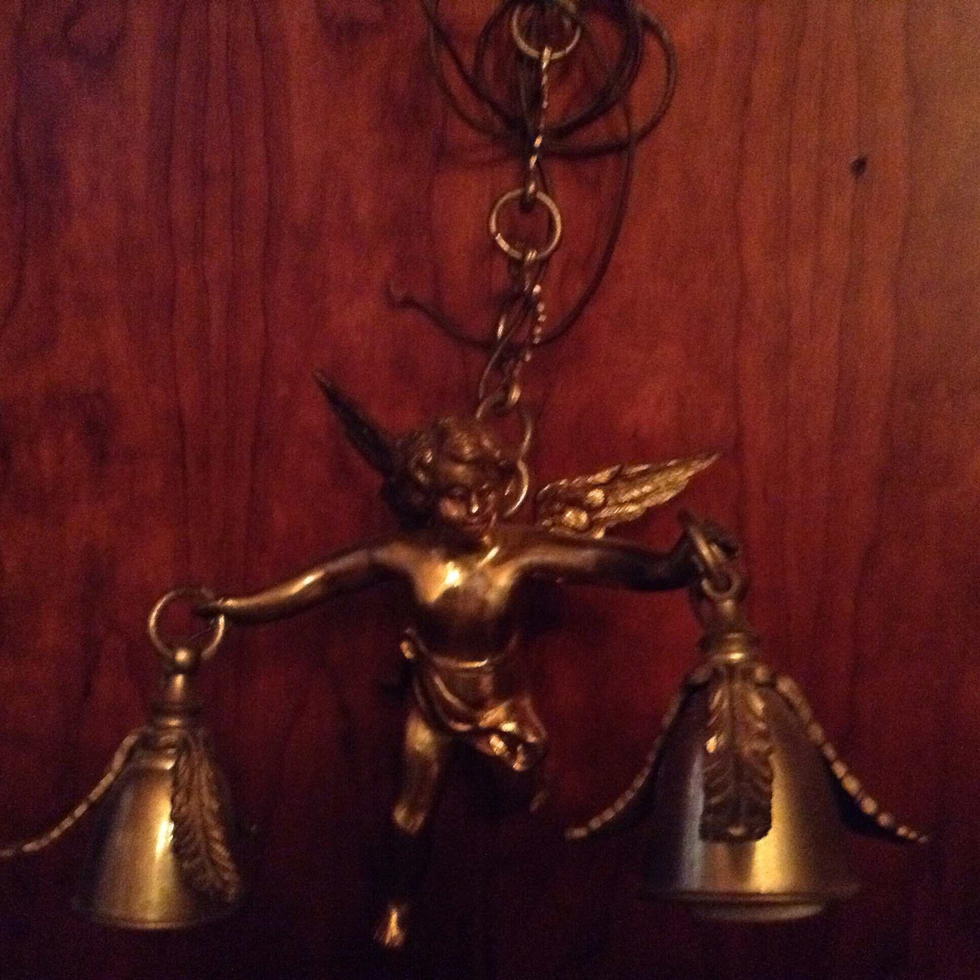 Mid Century Brass Angel Hanging Lamp Etsy
