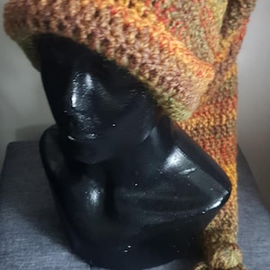 Autumn tones chunky crochet pixie hat... Witch goth pagan alternative