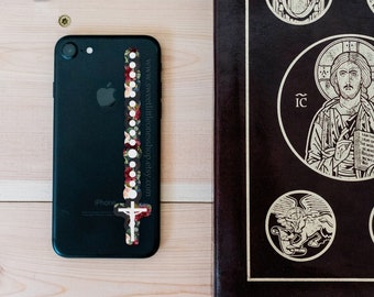Shower of Roses Rosary Dark Floral Rosary St Therese of Lisieux Catholic Decal Rosary Vinyl Sticker Water Bottle Decal Catholic Sticker