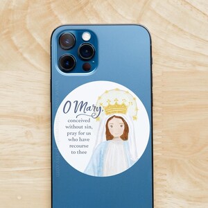 Our Lady Miraculous Medal Vinyl Sticker Catholic Decal Tablet Decal Water Bottle Decal Catholic Vinyl Sticker Mary Pray for Us Saint Sticker