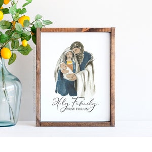 Olive Skin Holy Family Printable Art Holy Family Pray for Us Print Catholic Print Jesus Mary Joseph Printable Nativity Print Holy Family Art