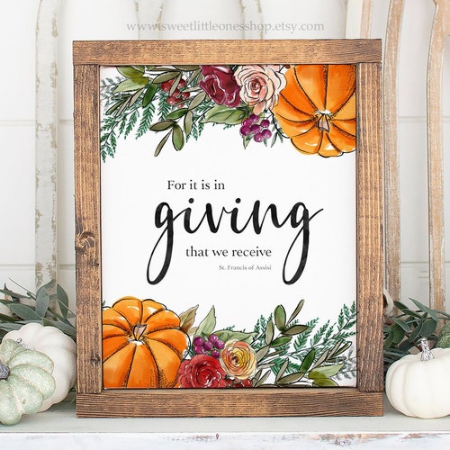 For It is in Giving That We Receive Printable Wall Art - Etsy
