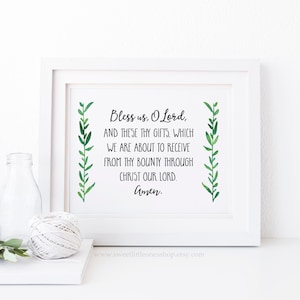 Bless Us O Lord Prayer Printable Wall Art Grace Before Meals Prayer Print Catholic Prayer Print Catholic Kitchen Decor Dining Room Print Art