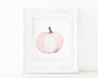 Blush Pink Pumpkin Printable Wall Art Watercolor Pink Pumpkin Print Pumpkin Decor Thanksgiving Printable Blush Pink Fall Decor Fall Print