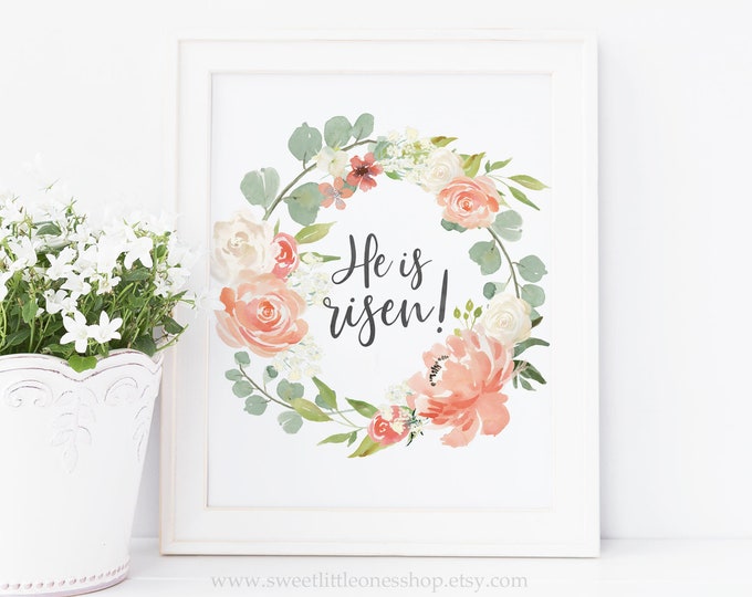 He is Risen Printable Wall Art Easter Printable Religious - Etsy