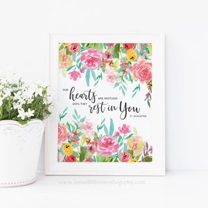 Our Hearts Are Restless Until They Rest In You St Augustine Printable Wall Art St Augustine Print Hearts Are Restless Catholic Print Decor