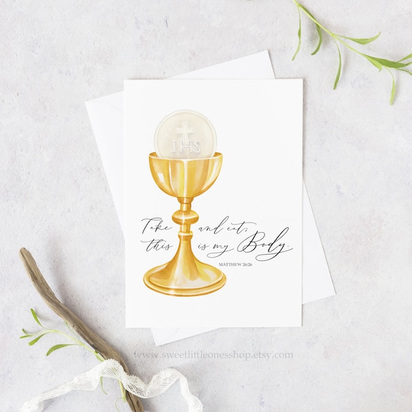 A6 Card First Communion Card A6 Set of 5 New Catholic Card First Holy Communion Cards Catechumen Card Take and Eat This Is My Body Eucharist