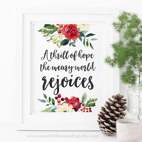 A Thrill of Hope the Weary World Rejoices Printable Wall Art O Etsy