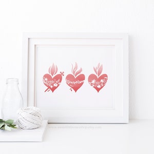 Set of 3 Sacred Heart of Jesus Immaculate Heart of Mary Chaste Heart of St Joseph Printable Wall Art Catholic Home Decor Catholic Printables