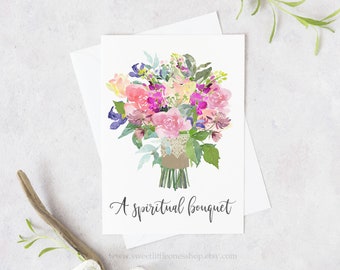 A2 Set of 5 or 10 Spiritual Bouquet Card Floral Praying for You Cards Spiritual Prayer Bouquet Cards Praying for You Card Spiritual Bouquet