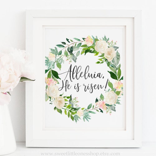 He is Risen Easter Printable Decor Wall Art Rustic Vintage Etsy