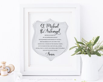 8x10, 5x7 St Michael the Archangel Prayer Print St Michael Prayer Print Catholic Prayer Print Catholic Home Decor Art St Michael Shield Art