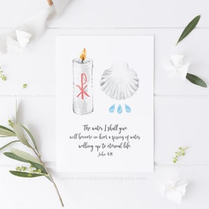 A6 Card Catholic Baptism Card Paschal Candle Shell Holy Water A6 Set of 5 Baptism Cards Sacrament of Baptism Card New Catholic Card Baptism