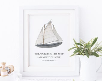 PRINTED 8x10, 5x7 The World Is Thy Ship And Not Thy Home St Therese Quote Catholic Print St Therese Lisieux Catholic Print Home Decor Ship