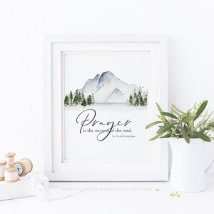Prayer Is the Oxygen of the Soul Printable Wall Art Catholic Print St Padre Pio Pietrelcina Quote Print Mountain Home Decor St Padre Pio Art