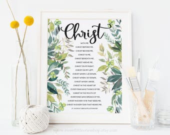 St. Patrick's borstplaat gebed afdrukbare muur kunst St. Patrick's Day gebed afdrukken Christus Katholieke Print Katholiek Decor Katholiek gebed afdrukken
