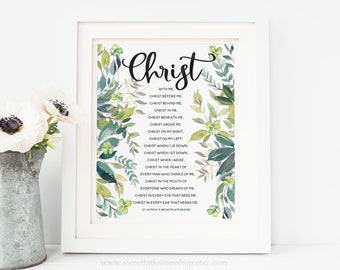 8x10, 5x7 St Patrick's Breastplate Prayer Print St Patricks Prayer Print Christ With Me Prayer Catholic Print Catholic Decor Catholic Prayer