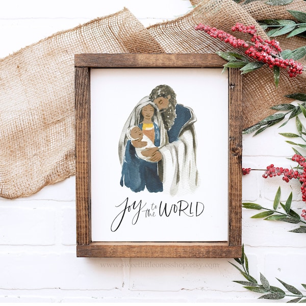 Nativity Joy to the World Printable Wall Art Christmas Print Joy to the World Holy Family Print Christmas Decor Christmas Nativity Print Art