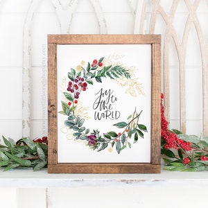 Joy to the World Printable Wall Art Christmas Print Joy to the World Christmas Print Joy to the World Christmas Decor Christmas Wreath Print