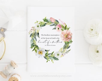 A6 Catholic Motherhood Card Mother's Day Card New Mom Card Set of 5 Catholic Mother Card Baby Shower Card Loveliest Masterpiece Heart Mother
