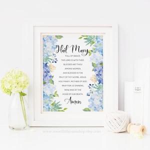 Hail Mary Prayer Printable Wall Art Hail Mary Full of Grace Print Catholic Prayer Print Hail Mary Printable Rosary Prayer Print Catholic Art