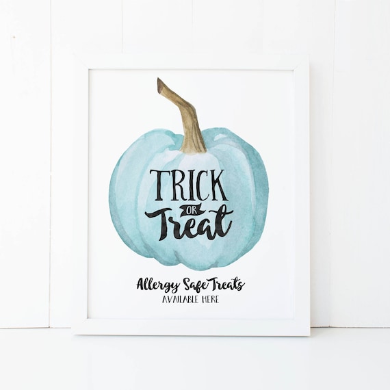 Teal Pumpkin Trick or Treat Printable Wall Art Teal Pumpkin | Etsy