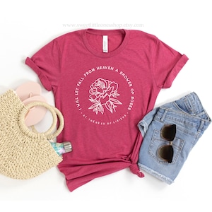 Shower of Roses St Therese of Lisieux Catholic T-Shirt St Therese Tee Let Fall Heaven Shower Roses Catholic Tee Catholic Confirmation Gift