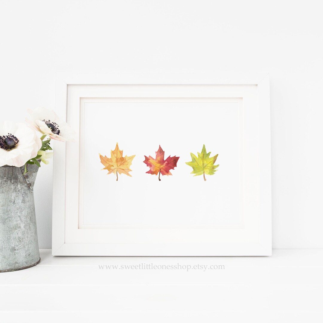 Watercolor Fall Leaves Printable Wall Art Fall Print Fall Leaf Print ...