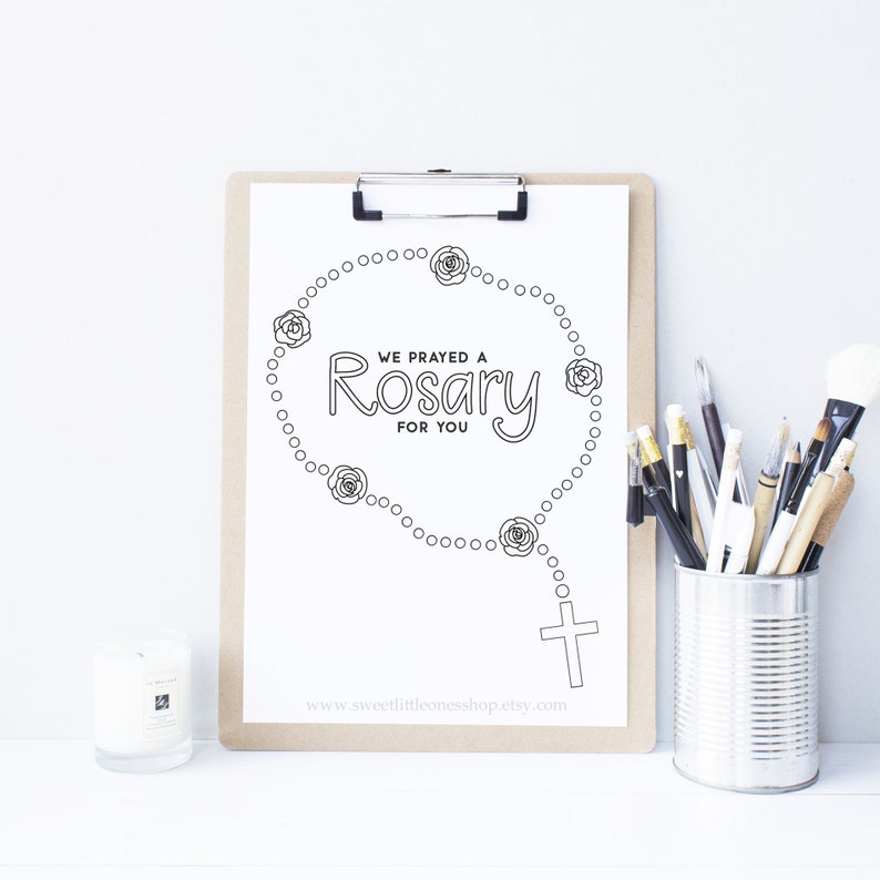 Praying for You Coloring Pages Catholic Praying for You Coloring Page Catholic Card Rosary Coloring Page Rosary Card Novena Card Printables image 2