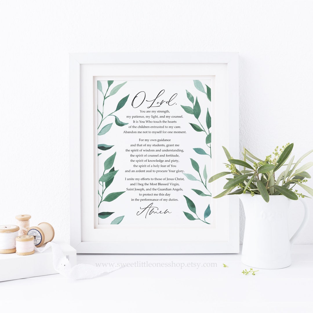Teacher's Prayer Printable Wall Art Catholic Prayer for Teachers Print ...