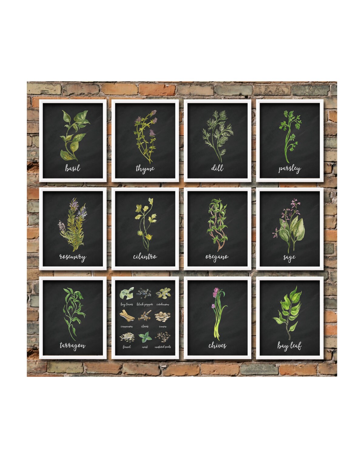 Set of 12 Herb Printables Kitchen Herb Prints Set Chalkboard | Etsy