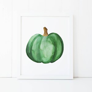 Watercolor Teal Pumpkin Printable Wall Art Fall Decor Fall | Etsy