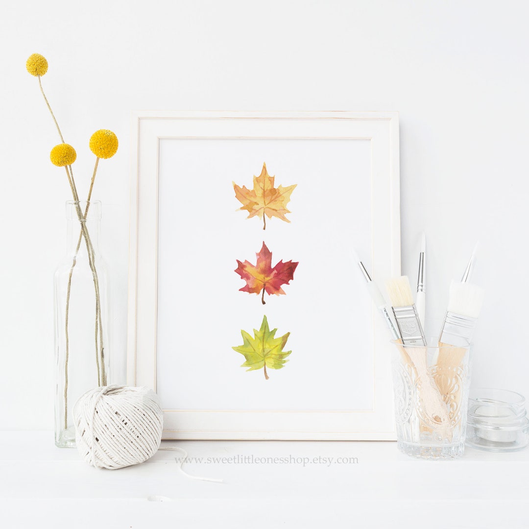 Watercolor Fall Maple Leaves Printable Wall Art Fall Decor Fall Leaf ...