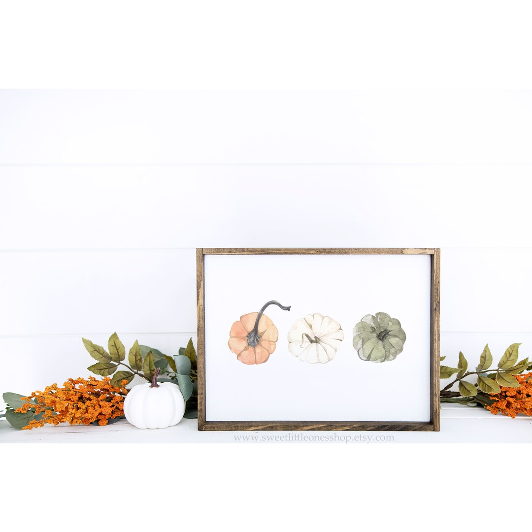 8x10 Three Pumpkins Print Wall Art Farmhouse Fall Decor Art Pumpkin ...