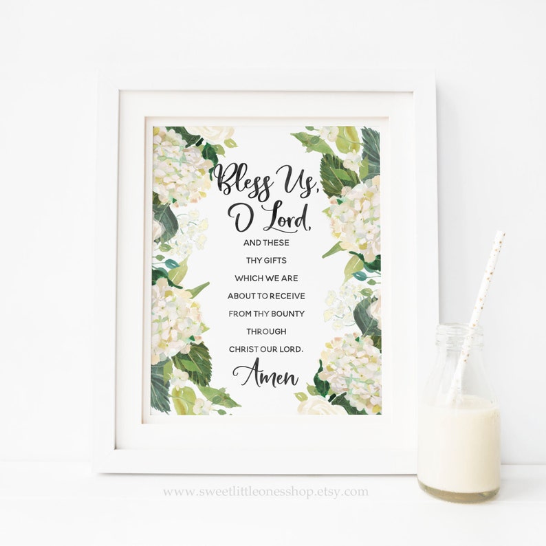 8x10 Bless Us O Lord Prayer Print Grace Before Meals Prayer Print ...