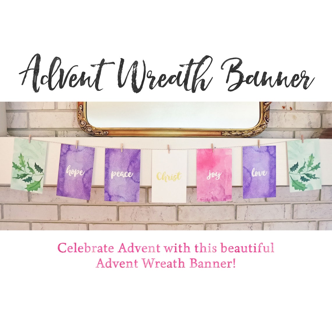 Printed Advent Wreath Banner Advent Decor Catholic Advent Advent Wreath ...