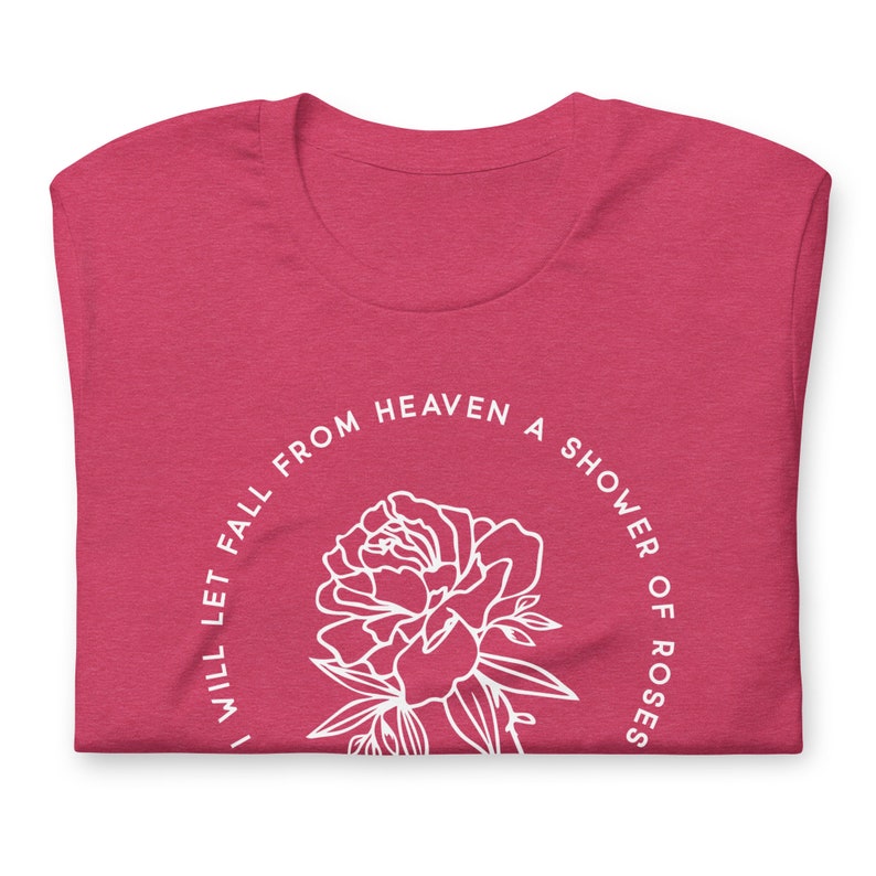 Shower of Roses St Therese of Lisieux Catholic T-Shirt St Therese Tee Let Fall Heaven Shower Roses Catholic Tee Catholic Confirmation Gift image 5