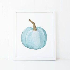Watercolor Teal Pumpkin Printable Wall Art Fall Decor Fall - Etsy