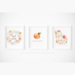 Set of 3 Sweet As A Georgia Peach Printable Wall Art Sweet As A Peach Printable Set Georgia Peach Printable Nursery Decor Peach Baby Shower