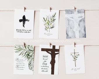 Afdrukbare uitgeleend BUNDEL Set van 6 afdrukbare muurkunst Katholieke vastentijd Print Set Katholiek decor Katholieke prenten Bid snel en geef kruisbeeld afdrukbaar
