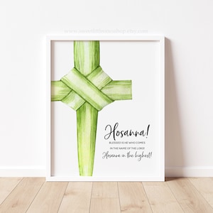 Palm Cross Hosanna In The Highest Printable Wall Art Lent Decor Palm Sunday Print Lent Print Catholic Lent Hosanna Palm Print Catholic Decor