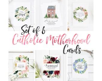 A6 Set of 6 or 12 Catholic Motherhood Cards Mother's Day Cards New Mom Card Catholic Mother Card Proverbs 31 St Therese Edith Stein Card Set