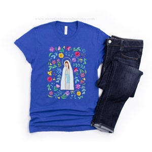 Our Lady of Lourdes Floral Catholic Womens T-Shirt Our Lady Lourdes Tee Confirmation Gift Our Lady of Lourdes Catholic Mom Gift Tshirt Tee