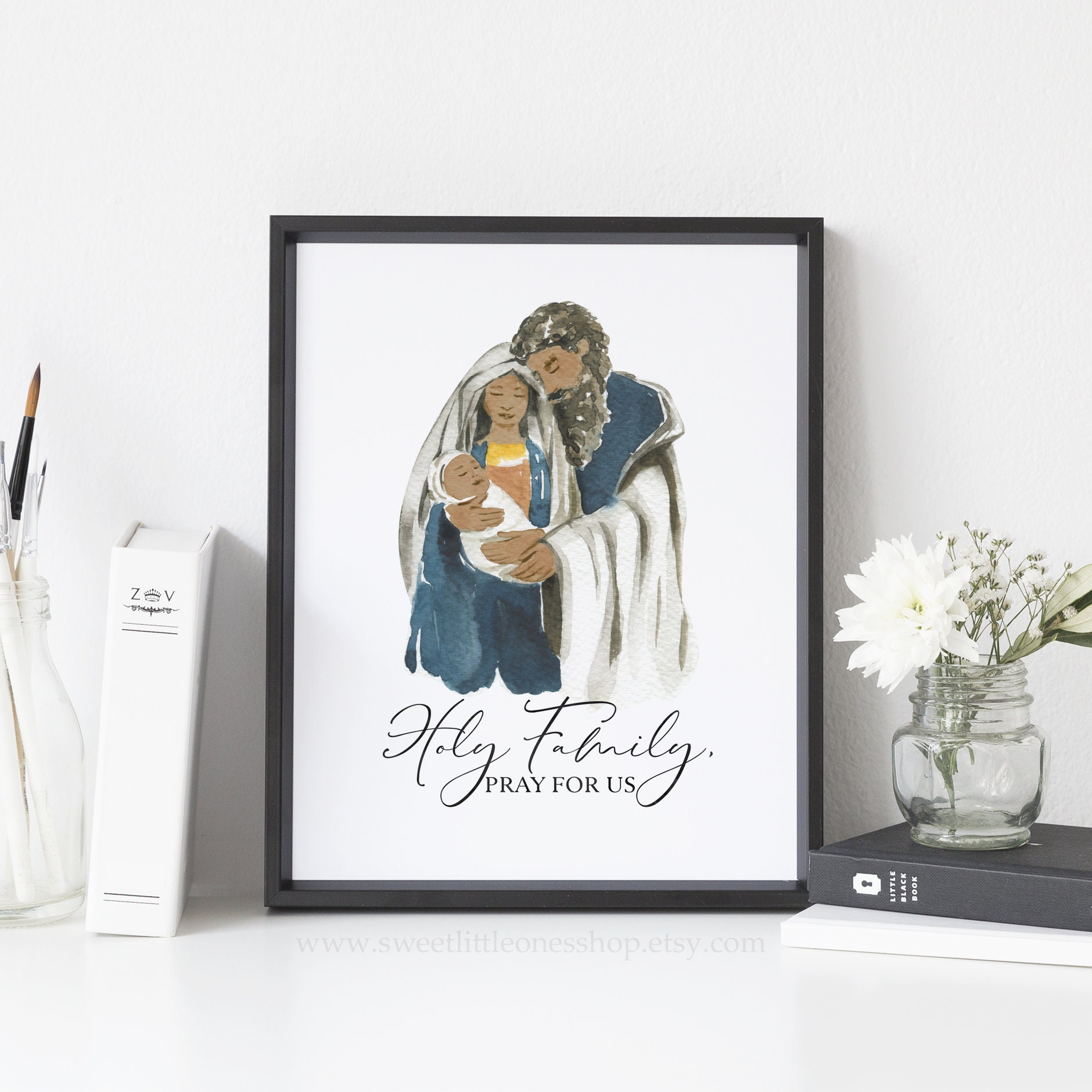 Black Holy Family Printable Wall Art Holy Family Pray for Us | Etsy